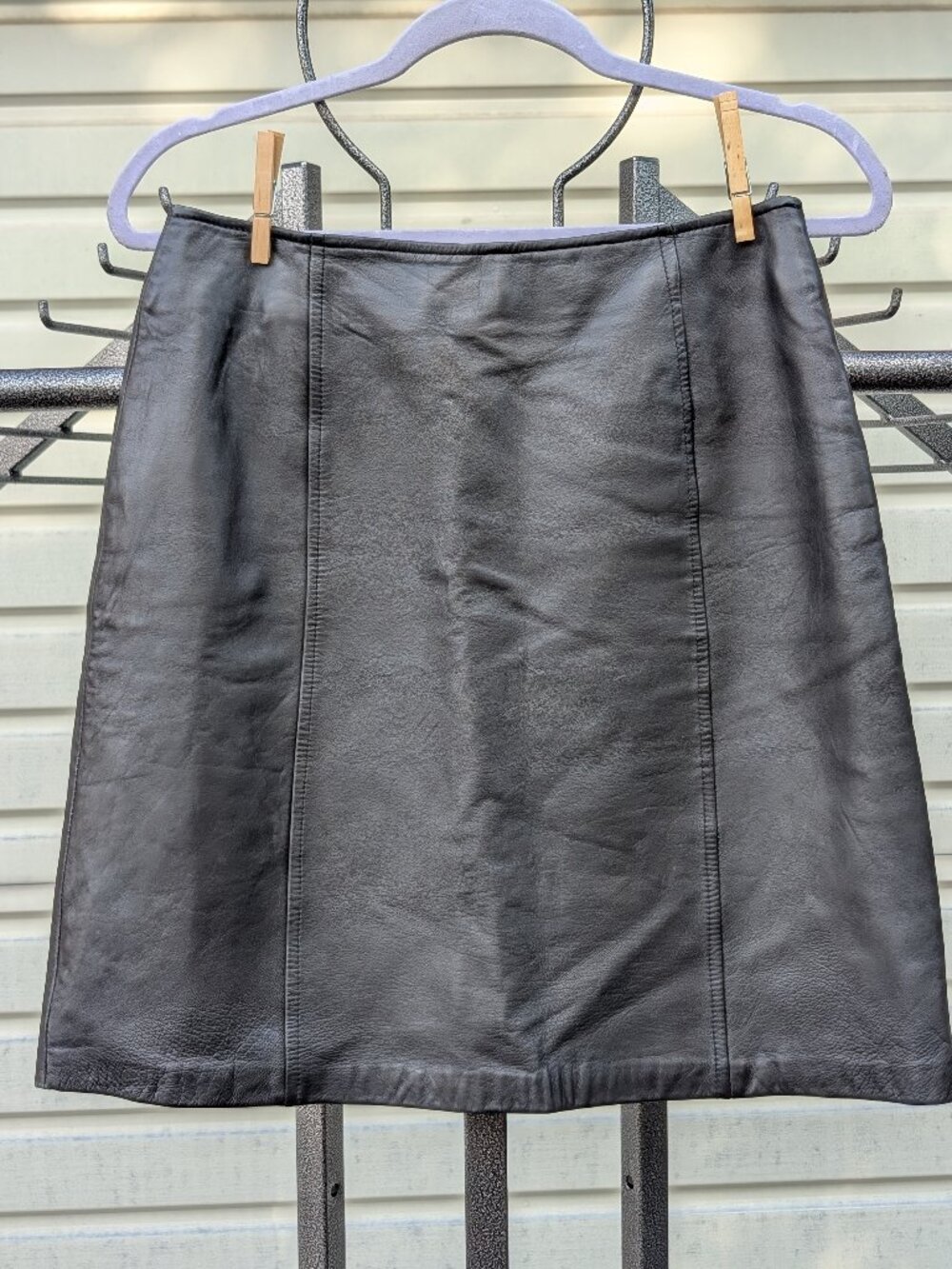 Jacqueline Ferrar Black Leather A-Line Mini Skirt 8 Vintage 90s Y2K Office Full